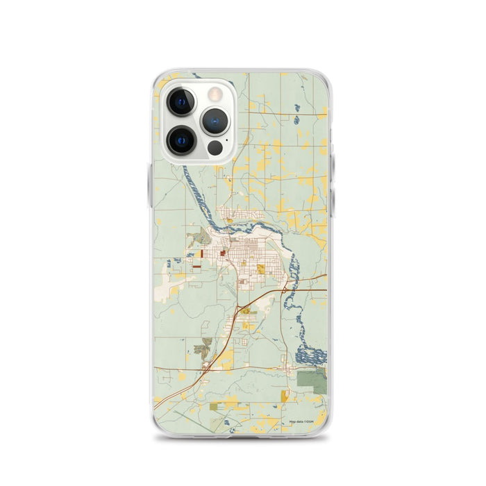 Custom iPhone 12 Pro Cloquet Minnesota Map Phone Case in Woodblock