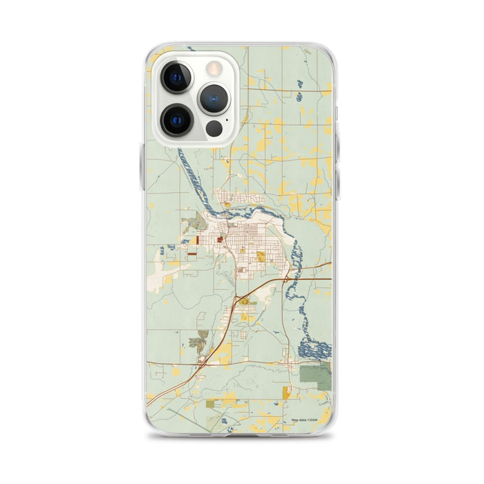 Custom iPhone 12 Pro Max Cloquet Minnesota Map Phone Case in Woodblock