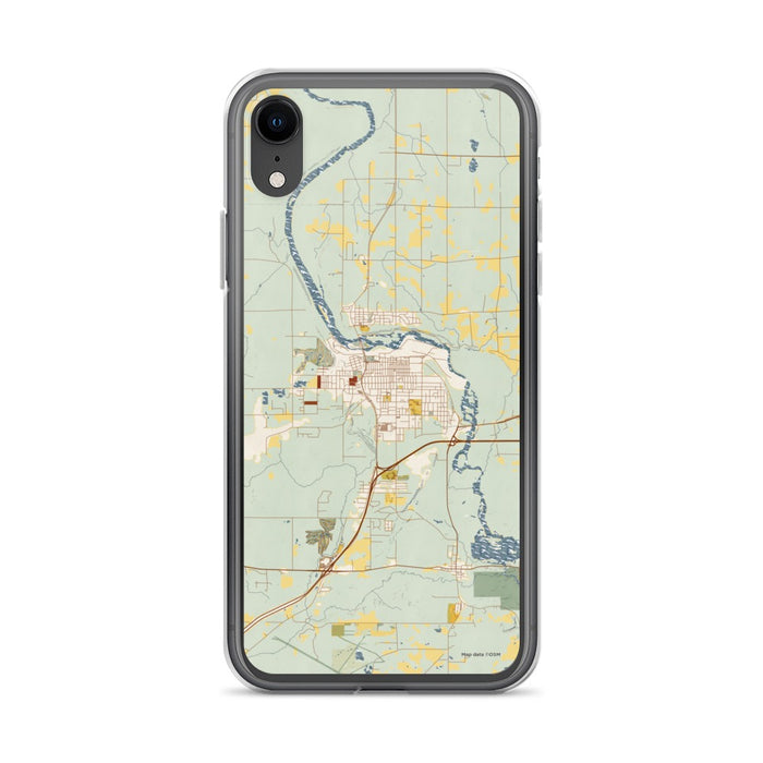 Custom iPhone XR Cloquet Minnesota Map Phone Case in Woodblock
