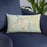 Custom Cloquet Minnesota Map Throw Pillow in Woodblock on Blue Colored Chair