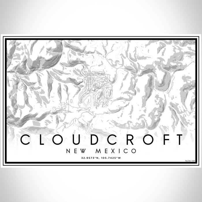 Cloudcroft New Mexico Map Print Landscape Orientation in Classic Style With Shaded Background