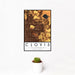 12x18 Clovis California Map Print Portrait Orientation in Ember Style With Small Cactus Plant in White Planter