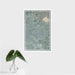 16x24 Clovis California Map Print Portrait Orientation in Afternoon Style With Tropical Plant Leaves in Water