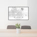 24x36 Clovis California Map Print Lanscape Orientation in Classic Style Behind 2 Chairs Table and Potted Plant
