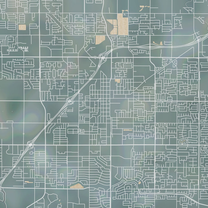 Clovis California Map Print in Afternoon Style Zoomed In Close Up Showing Details