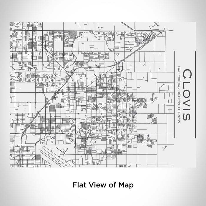 Rendered View of Clovis California Map Engraving on 20oz Stainless Steel Insulated Bottle with Bamboo Top in White