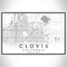 Clovis California Map Print Landscape Orientation in Classic Style With Shaded Background