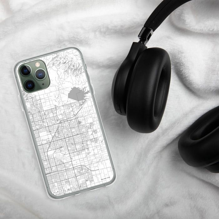 Custom Clovis California Map Phone Case in Classic on Table with Black Headphones