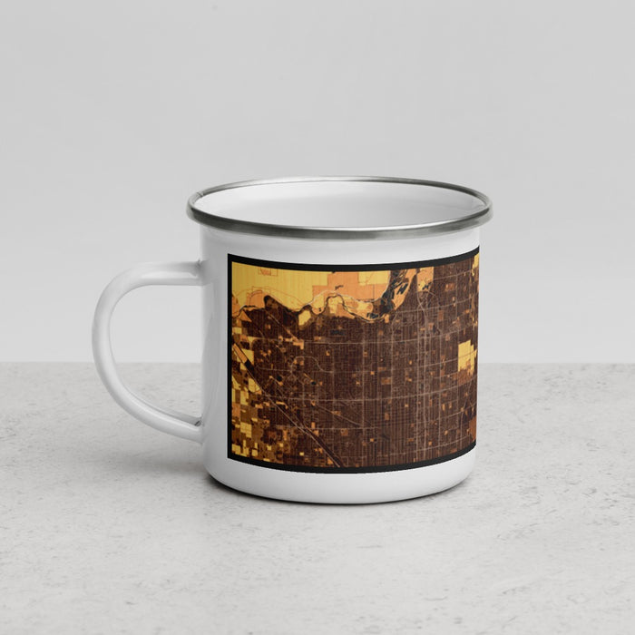Left View Custom Clovis California Map Enamel Mug in Ember
