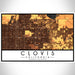 Clovis California Map Print Landscape Orientation in Ember Style With Shaded Background