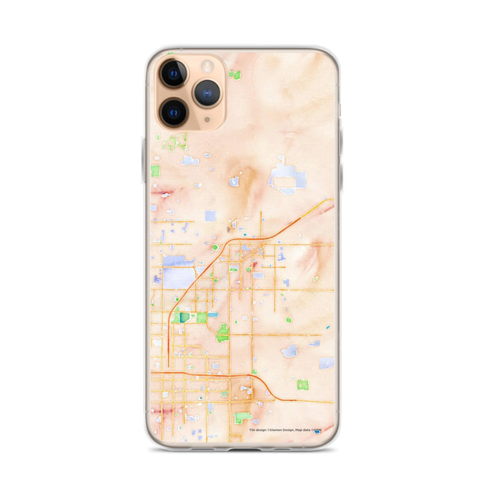 Custom iPhone 11 Pro Max Clovis California Map Phone Case in Watercolor
