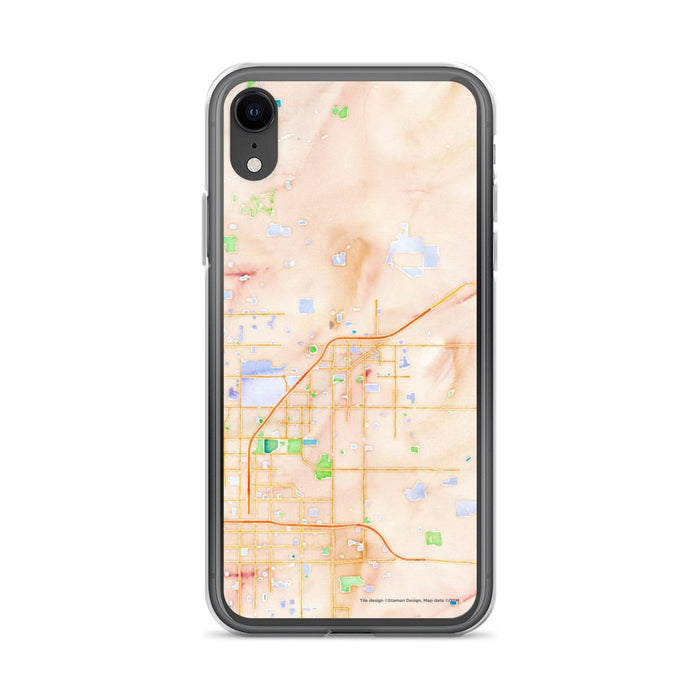 Custom iPhone XR Clovis California Map Phone Case in Watercolor