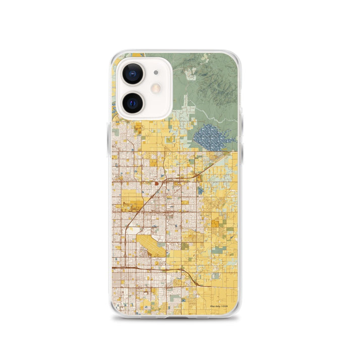 Custom iPhone 12 Clovis California Map Phone Case in Woodblock