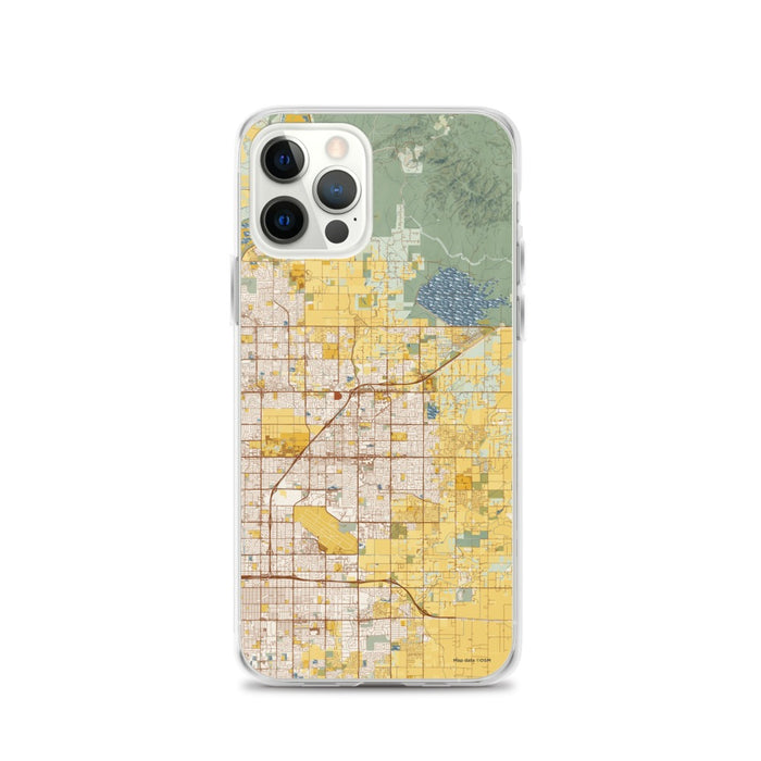 Custom iPhone 12 Pro Clovis California Map Phone Case in Woodblock