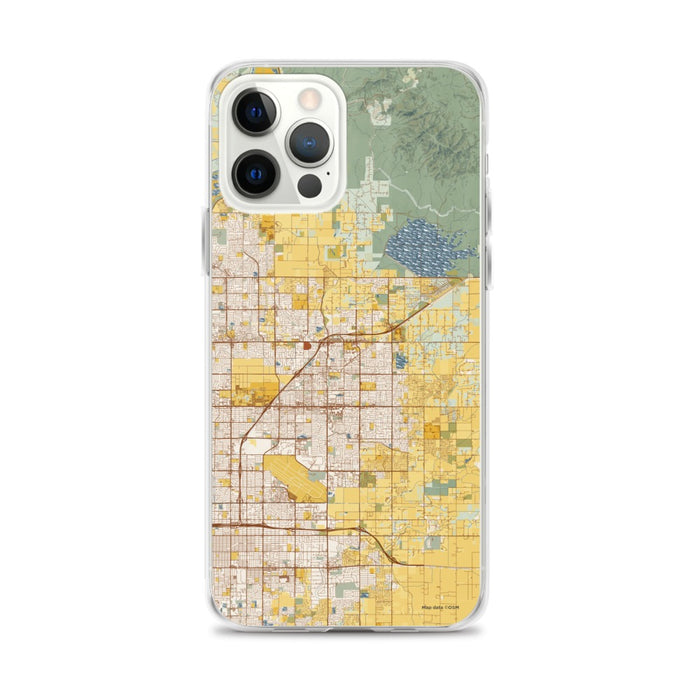Custom iPhone 12 Pro Max Clovis California Map Phone Case in Woodblock