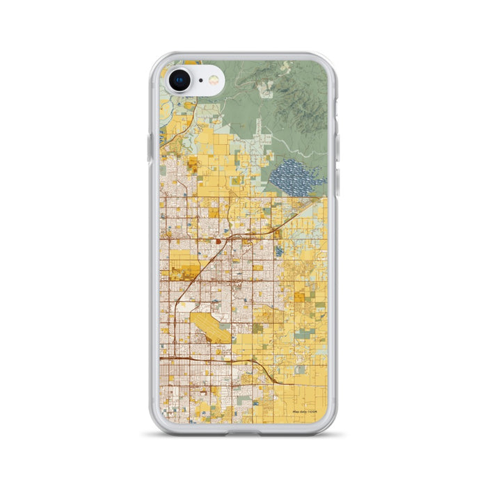 Custom iPhone SE Clovis California Map Phone Case in Woodblock