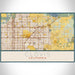 Clovis California Map Print Landscape Orientation in Woodblock Style With Shaded Background