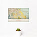 12x18 Coachella California Map Print Landscape Orientation in Woodblock Style With Small Cactus Plant in White Planter