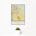 12x18 Coachella California Map Print Portrait Orientation in Woodblock Style With Small Cactus Plant in White Planter