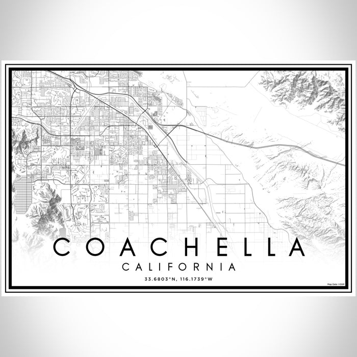 Coachella California Map Print Landscape Orientation in Classic Style With Shaded Background