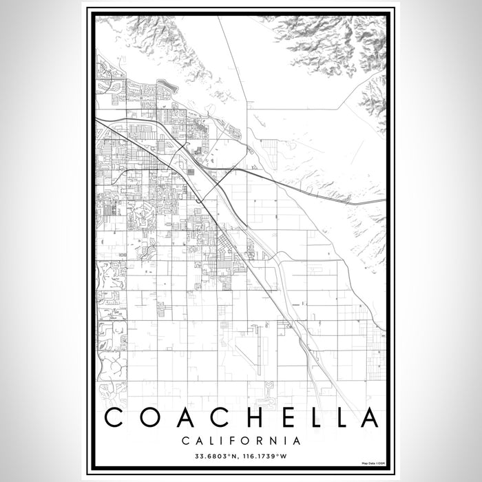 Coachella California Map Print Portrait Orientation in Classic Style With Shaded Background