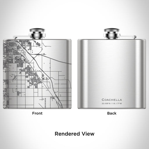 Rendered View of Coachella California Map Engraving on 6oz Stainless Steel Flask