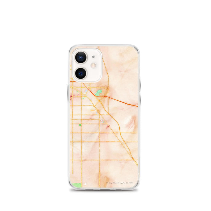 Custom iPhone 12 mini Coachella California Map Phone Case in Watercolor