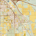 Coachella California Map Print in Woodblock Style Zoomed In Close Up Showing Details