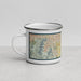 Left View Custom Coachella California Map Enamel Mug in Woodblock
