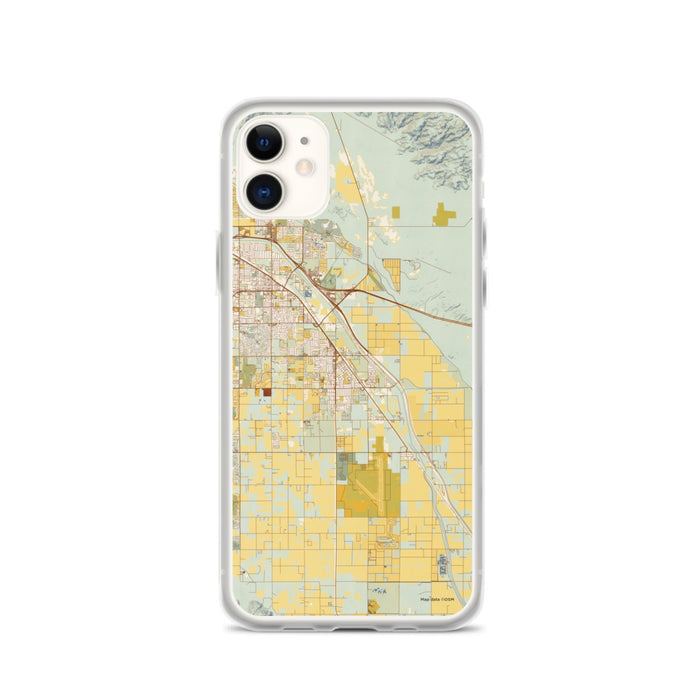 Custom iPhone 11 Coachella California Map Phone Case in Woodblock