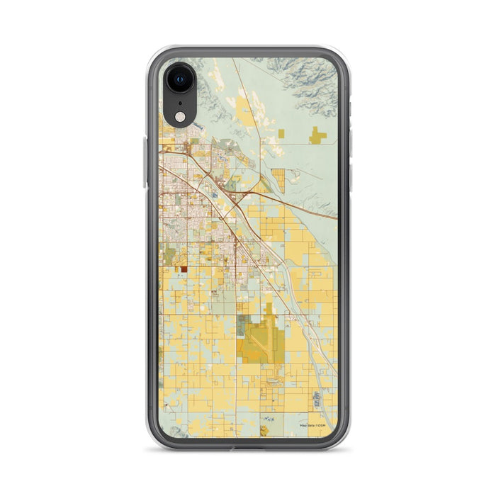 Custom iPhone XR Coachella California Map Phone Case in Woodblock