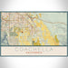 Coachella California Map Print Landscape Orientation in Woodblock Style With Shaded Background