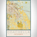 Coachella California Map Print Portrait Orientation in Woodblock Style With Shaded Background