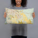 Person holding 20x12 Custom Coachella California Map Throw Pillow in Woodblock