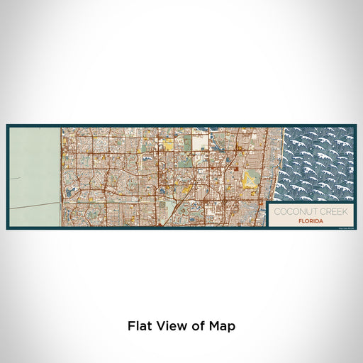 Flat View of Map Custom Coconut Creek Florida Map Enamel Mug in Woodblock