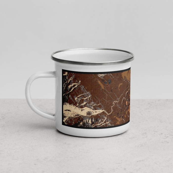 Left View Custom Cody Wyoming Map Enamel Mug in Ember