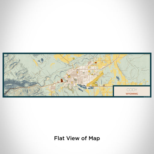 Flat View of Map Custom Cody Wyoming Map Enamel Mug in Woodblock