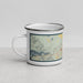 Left View Custom Cody Wyoming Map Enamel Mug in Woodblock