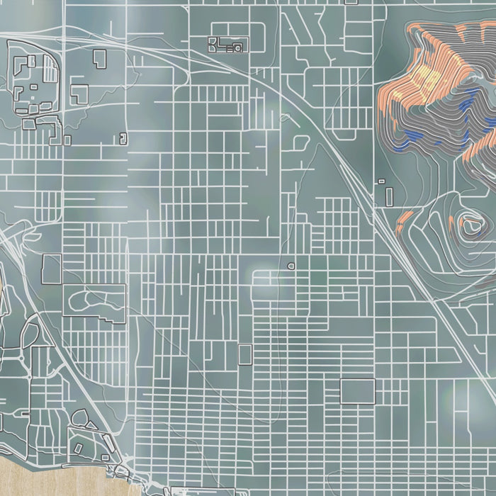 Coeur d'Alene Idaho Map Print in Afternoon Style Zoomed In Close Up Showing Details