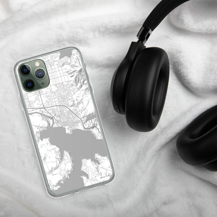 Custom Coeur d'Alene Idaho Map Phone Case in Classic on Table with Black Headphones