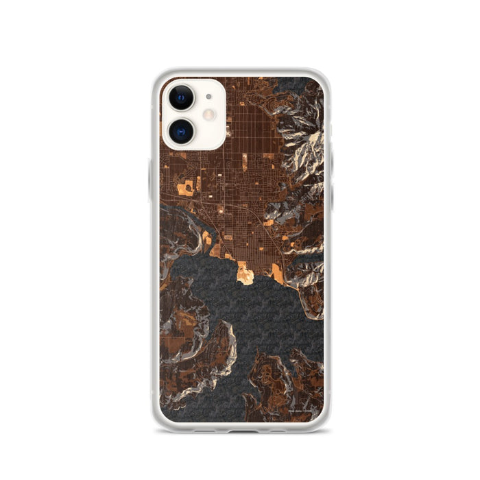 Custom iPhone 11 Coeur d'Alene Idaho Map Phone Case in Ember