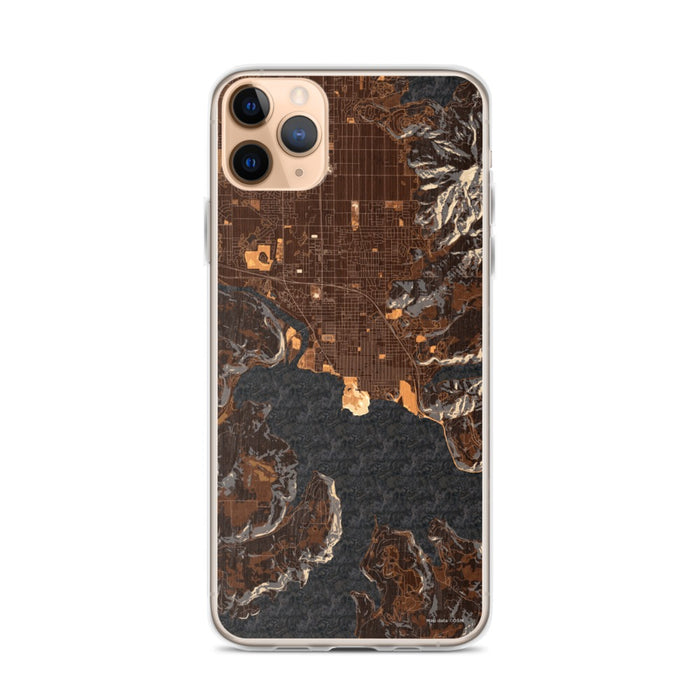 Custom iPhone 11 Pro Max Coeur d'Alene Idaho Map Phone Case in Ember