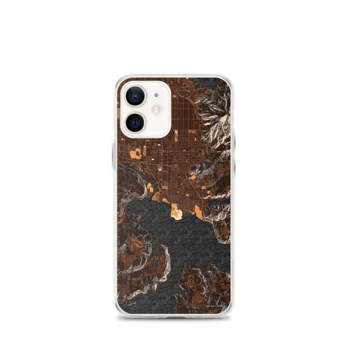 Custom iPhone 12 mini Coeur d'Alene Idaho Map Phone Case in Ember