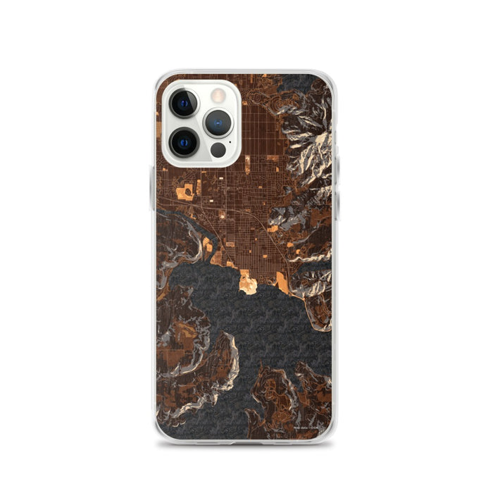 Custom iPhone 12 Pro Coeur d'Alene Idaho Map Phone Case in Ember