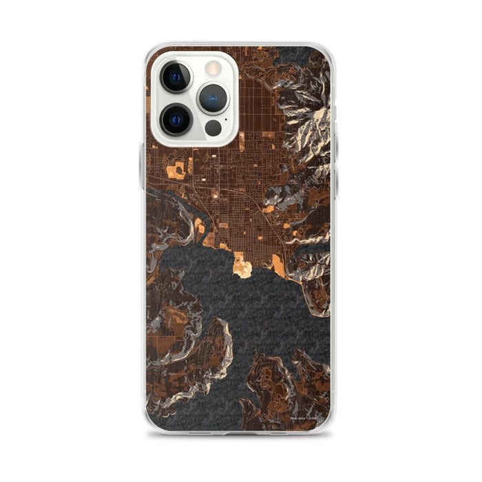 Custom iPhone 12 Pro Max Coeur d'Alene Idaho Map Phone Case in Ember