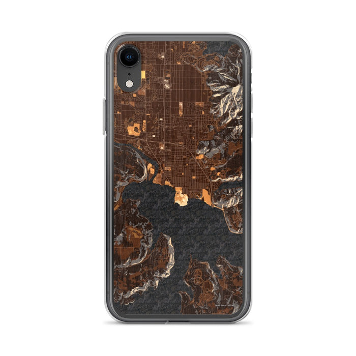 Custom iPhone XR Coeur d'Alene Idaho Map Phone Case in Ember