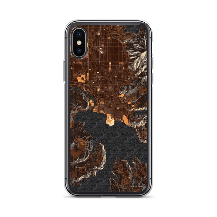 Custom iPhone X/XS Coeur d'Alene Idaho Map Phone Case in Ember