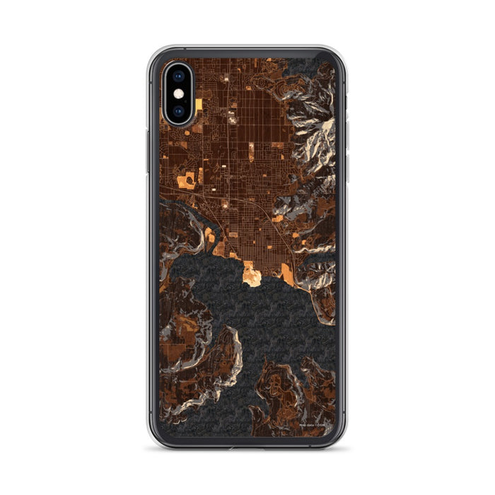 Custom iPhone XS Max Coeur d'Alene Idaho Map Phone Case in Ember