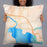 Person holding 22x22 Custom Coeur d'Alene Idaho Map Throw Pillow in Watercolor