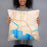 Person holding 18x18 Custom Coeur d'Alene Idaho Map Throw Pillow in Watercolor